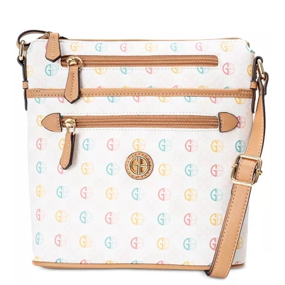 Giani Bernini Tonal Signature Crossbody Bag Multi White